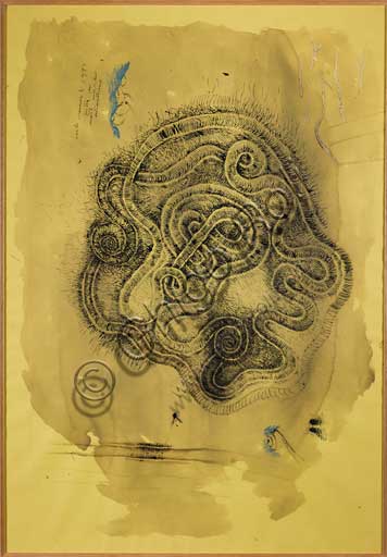 Assicoop - Unipol Collection: inv. n° 455 :  Carlo Cremaschi (1943); "Track"; Mixed media on paper, 100 x 70.