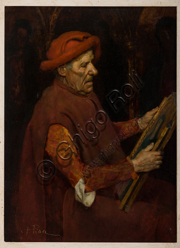 Collezione Assicoop - Unipol: Alberto Pisa (Ferrara, 1864 - 1903), "Il pittore osserva la propria opera", olio su tela.