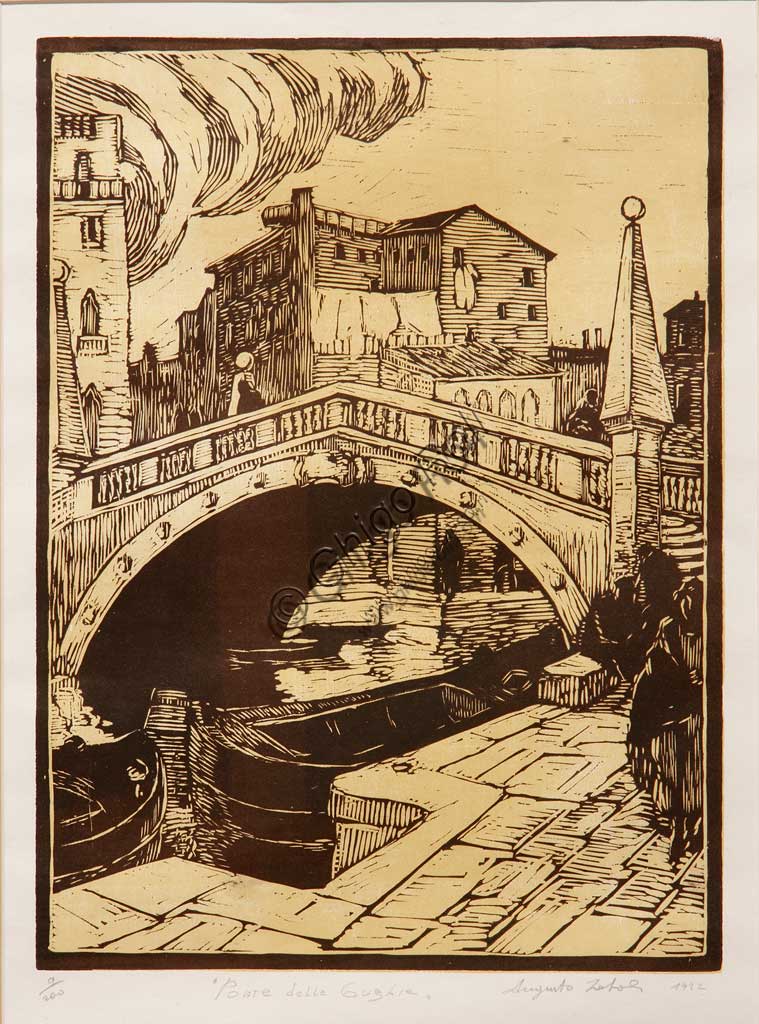 Collezione Assicoop - Unipol: Augusto Zoboli (1894 - 1991), "Ponte delle Guglie", xilografia a due legni.