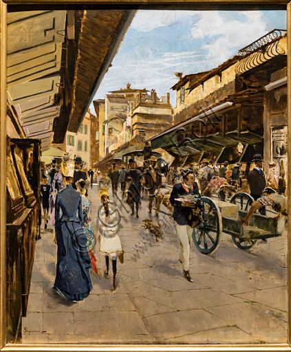 Telemaco Signorini: "Old Bridge in Florence", about 1882, oil painting on canvas.