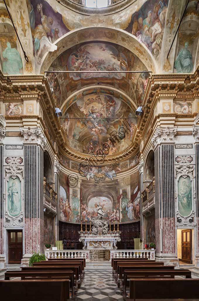 Genoa, Church of St. Luke, frescoes in the choir and in the apse: "St.Luke's preach" "St Luke portrays the Vergin and shows her her image", by Domenico Piola and Antonio Maria Huffier, 1695.