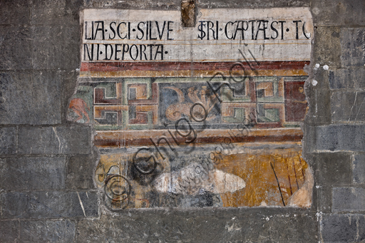 Genova, Duomo (Cattedrale di S. Lorenzo), interno, navata meridionale, parete meridionale: "La presa delle città di Minorca, Almeria e Tortosa", 1150 circa, di anonimo pittore genovese.