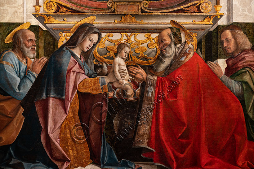 “Presentazione di Gesù al tempio”, di Bartolomeo Montagna, olio su tela, 1510. Particolare.