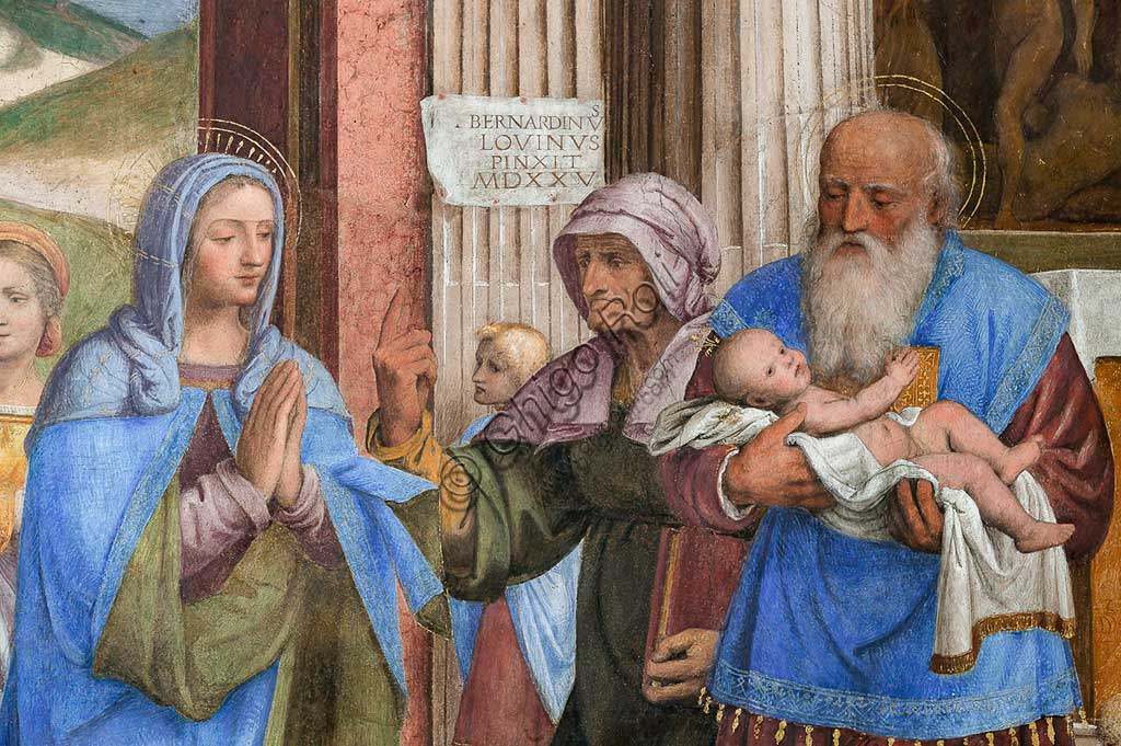 Saronno, Santuario della Beata Vergine dei Miracoli, Presbiterio (o Cappella Maggiore): "Presentazione di Gesù al Tempio", affresco di Bernardino Luini, 1525 - 1532. Particolare.