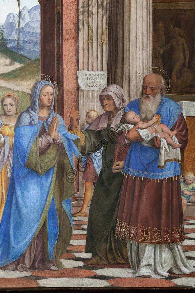 Saronno, Santuario della Beata Vergine dei Miracoli, Presbiterio (o Cappella Maggiore): "Presentazione di Gesù al Tempio", affresco di Bernardino Luini, 1525 - 1532. Particolare.