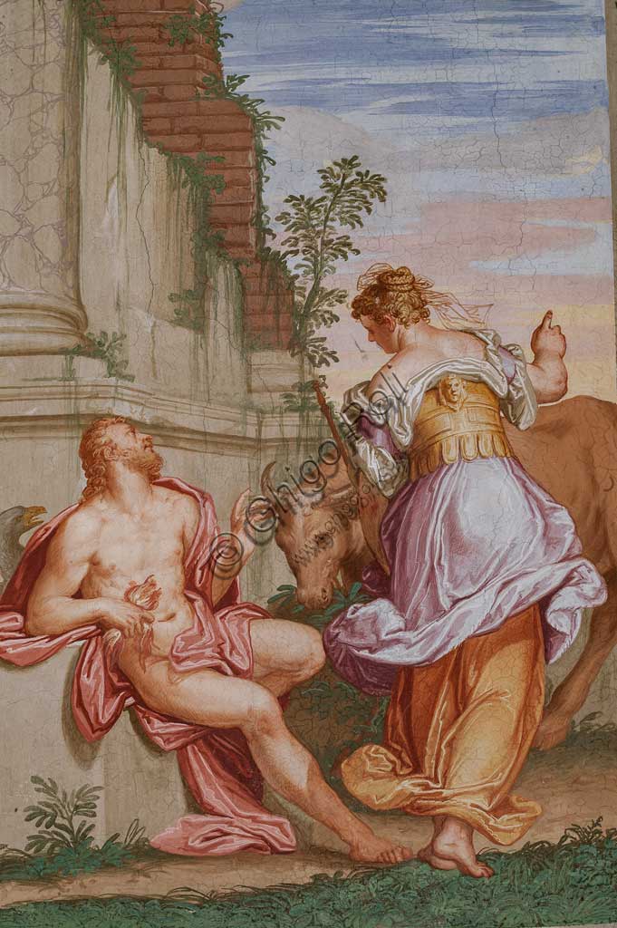 Fanzolo, Villa Emo, Stanza di Io: "Primavera e Autunno". Affresco di Giovanni Battista Zelotti, ca. 1565.
