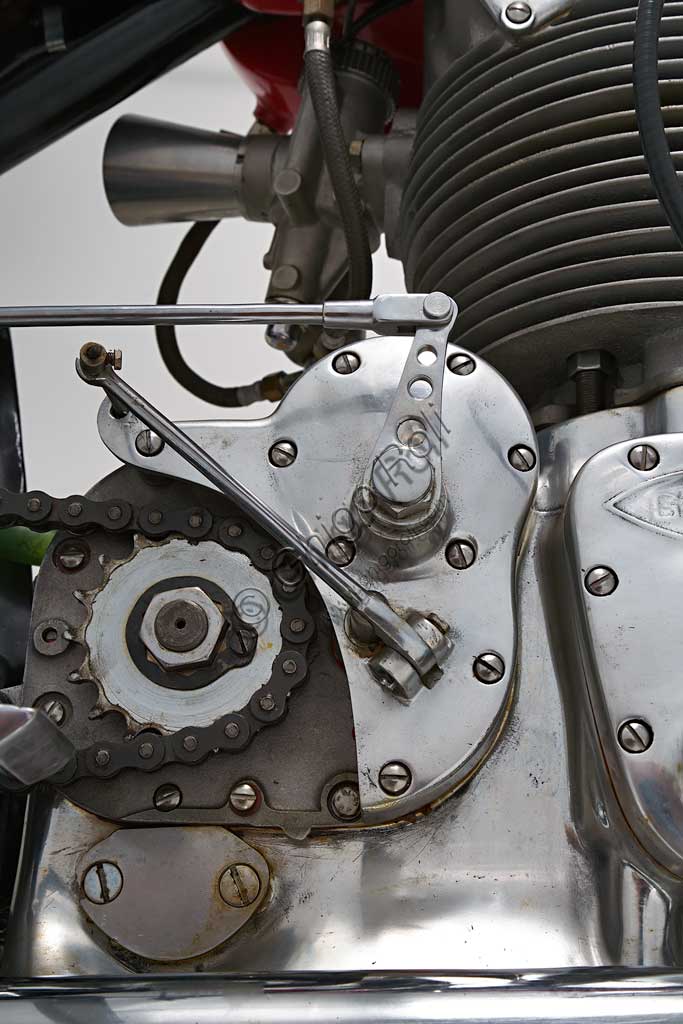 Ancient Motorbike Gilera Saturno Sanremo. Engine.