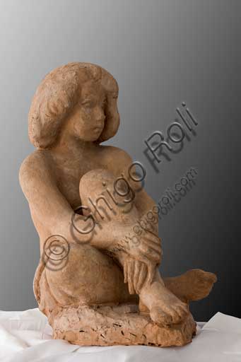 Assicoop - Unipol Collection:   Ivo Soli (1898 - 1976): "Sitting Girl" (earthenware, h. cm 41).