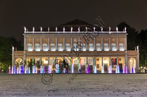 Reggio Emilia: night view of the Municipal theatre "Romolo Valli". 