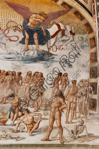Orvieto, Basilica Cattedrale di Santa Maria Assunta (o Duomo), interno, Cappella Nova o di San Brizio, lunetta della parete est: "Resurrezione della carne", affresco di Luca Signorelli, (1500 - 1502). Particolare.