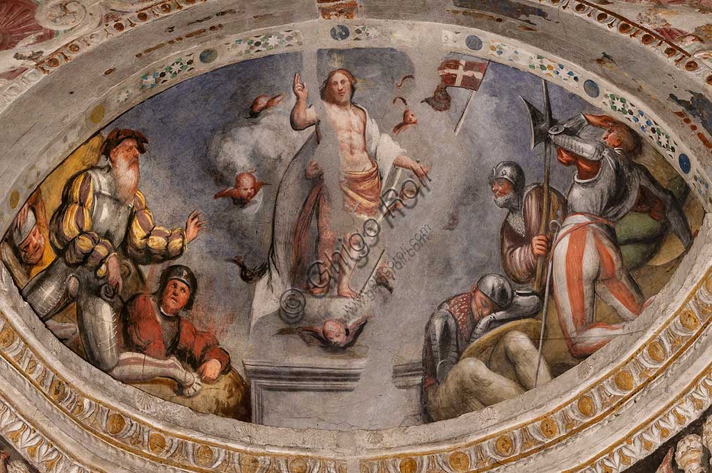 Cortemaggiore, Chiesa della SS. Annunziata (parte del convento dei Francescani), Cappella Pallavicino: "Resurrezione di Cristo", affresco di Giovanni Antonio de Sacchis,noto come il Pordenone1529 ca.).