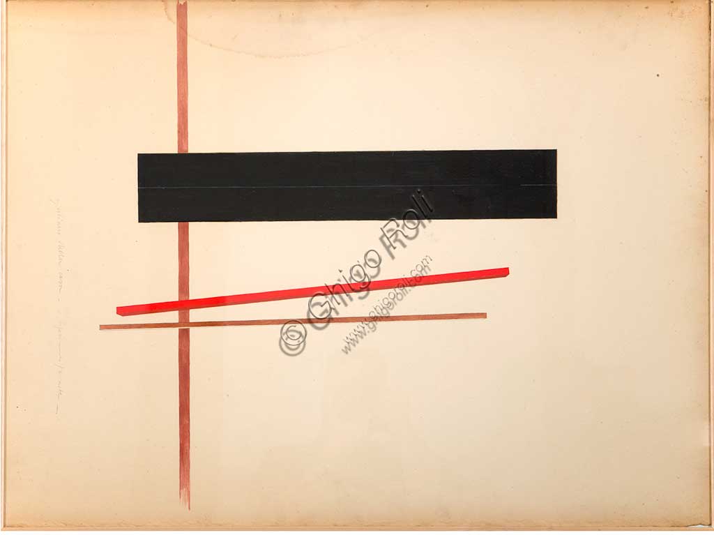 Collezione Assicoop Unipol: Giuliano Della Casa (1942), "Un Riferimento Due Aste". Tecnica mista su cartone, cm 98 x 72,5.