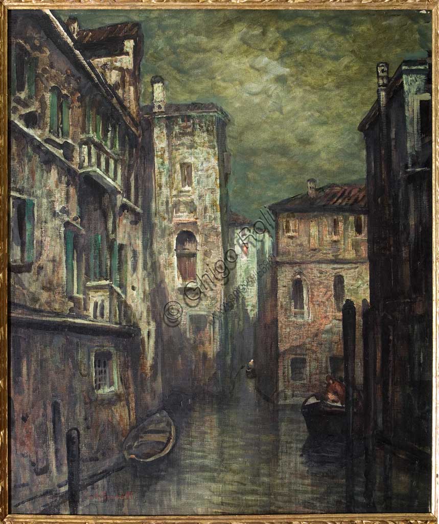 Collezione Assicoop - Unipol: Giuseppe Miti Zanetti: "Rio dell'Olio", olio su tela, cm. 122 x 103.