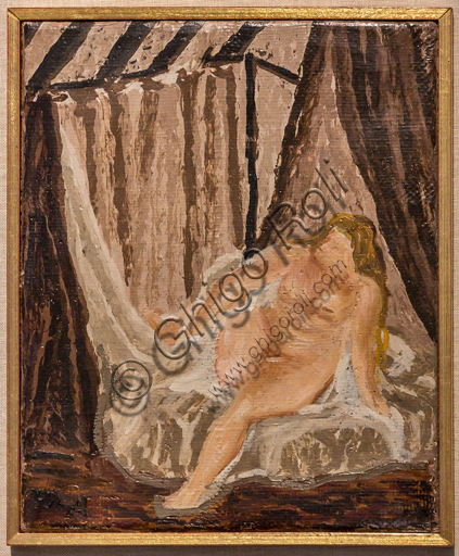 Museo Novecento: "Awakening", by Arturo martini, 1939 - 1940. Oil painting on cardboard.