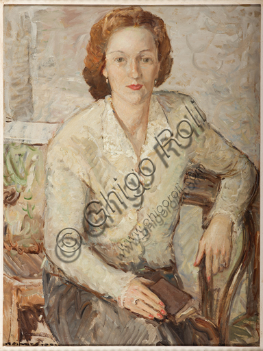 Assicoop - Unipol Collection: Jodi Casimiro (1886 - 1948), "Portrait", oil painting on panel.