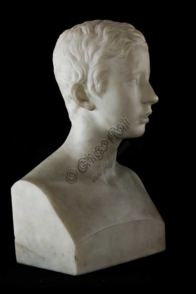 Assicoop - Unipol Collection: Giuseppe Obici"Portrati of Prince Francis of Austria Este", 1835Bust in Carrara Marble, cm 50,6 x 28,5 x 17,5