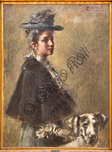 Piacenza, Galleria Ricci Oddi:  "Ritratto della Signora Torelli" (1901),   olio su tela di Luigi Conconi (1852 - 1917).