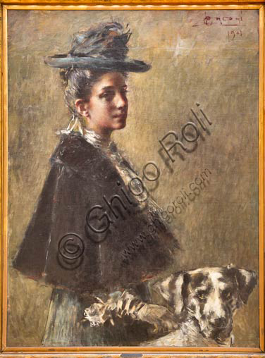 Piacenza, Galleria Ricci Oddi: "Portrait of Mrs Torelli", (1901), oil painting by Luigi Conconi (1852 - 1917).