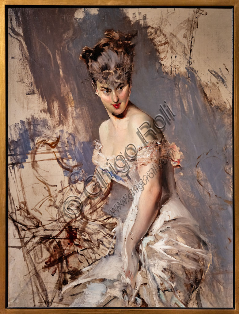 “Portrait of the actress Alice Regnault”, by Giovanni Boldini, 1880, oil painting on canvas.