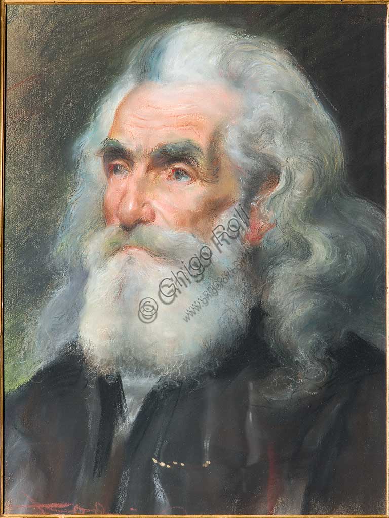 Assicoop - Unipol Collection: Casimiro Jodi (1886-1948), "Portrai of an Old Man". Pastel, cm. 52x40.