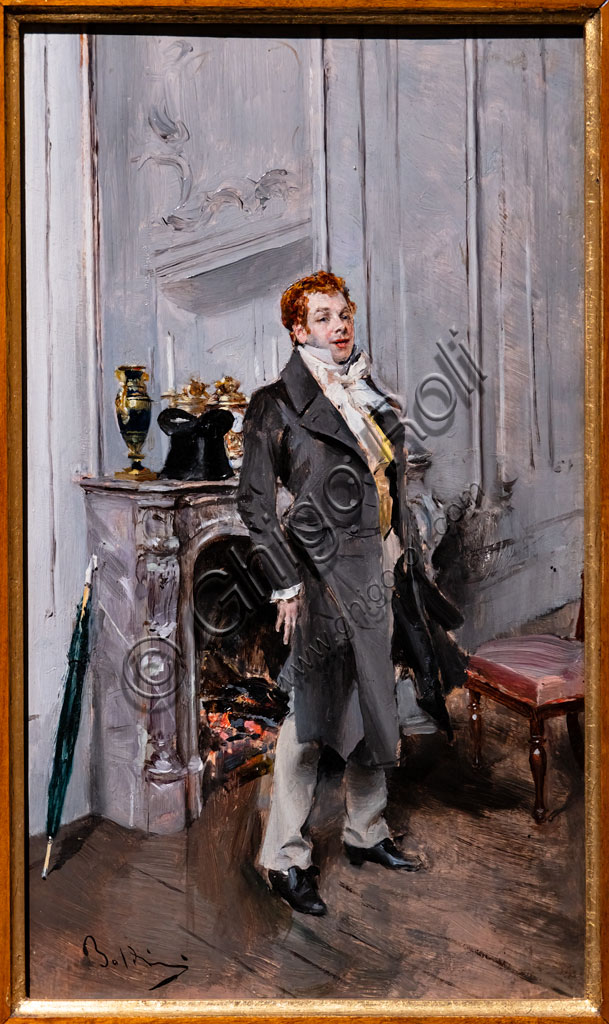 “Portrait of Coquelin Ainé”, by Giovanni Boldini, 1876-7, oil painting on panel.