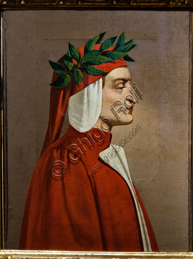“Ritratto di Dante”, 1858, di anonimo (Gabriele Carmagnola?); olio su tela.