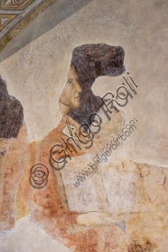   "Portrait of Dante Alighieri". This is the oldest and most faithful documented portrait of Dante Alighieri.Frescoes by Jacopo di Cione (brother of Orcagna) based on the iconographic program of Coluccio Salutati (1375-1406) kept in the Palazzo dell'Arte dei Giudici e Notai, or Proconsolo, in Florence.