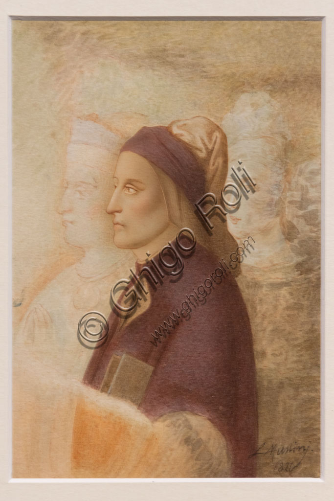 “Portrait of Dante”, by Cesare Mussini, about 1844, watercolour on cardboard