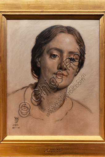  "Portrait of Edith Holman Hunt",  (1880)  by William Holman Hunt (1827 - 1910);  chalk and pastel on paper.