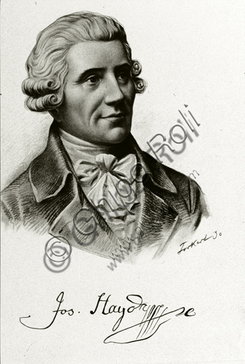  "Ritratto di Franz Joseph Haydn". Litografia da un disegno a matita e carboncino.