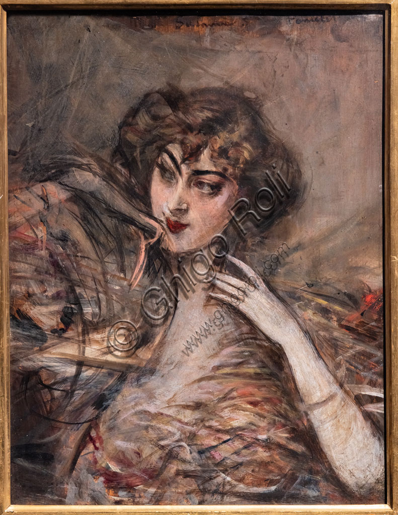 “Frontal Portrait”, by Giovanni Boldini, 1907, oil painting on canvas.