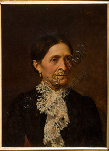 Assicoop - Unipol Collection: Giovanni Muzzioli (1854 - 1894), "Portrait of a gentlewoman", oil painting on canvas.