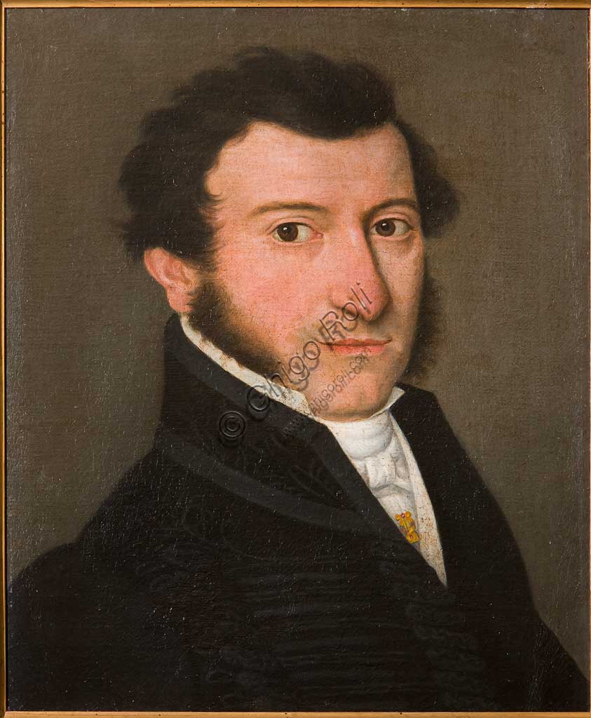 Assicoop - Unipol Collection: Bernardino Rossi (1803-1865), "Portrai of a Gentleman". Oil on canvas, cm. 35x45.