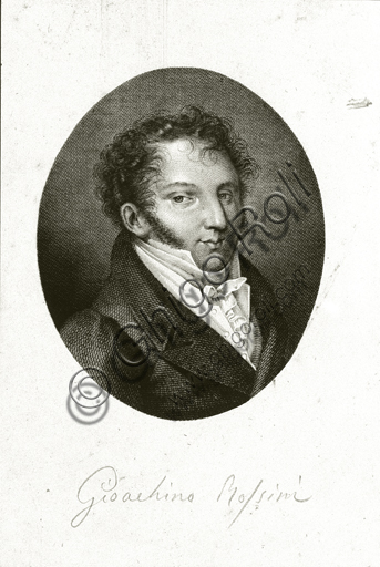  "Portrait of Gioacchino Rossini". Engraving .