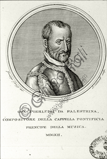  "Portrait of Giovanni Pierluigi da Palestrina". Engraving.