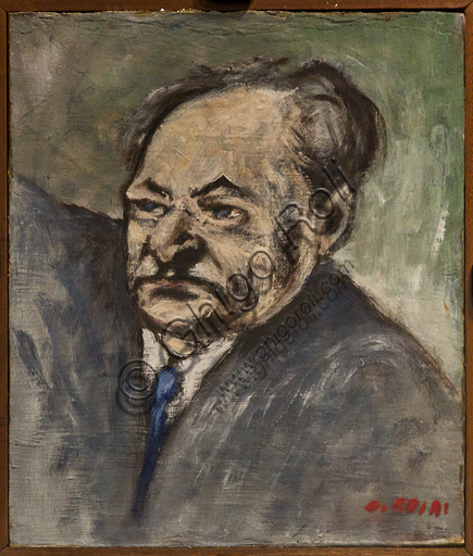 Museo Novecento: "Portrait of Giuseppe Ungaretti", by Ottone Rosai, 1951. Oil painting on board.
