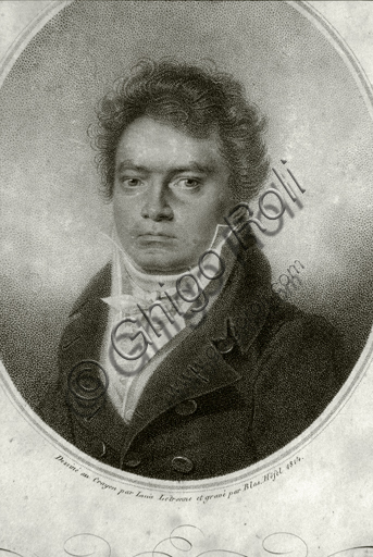  "Ritratto di Ludwig van Beethoven", incisione da un disegno di  Louis Letronne.