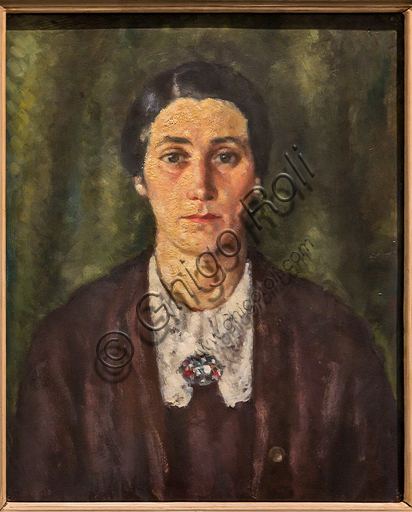 Museo Novecento: "Portrait of my wife", by Ardengo Soffici, 1930 - 40. Oil painting on cardboard.