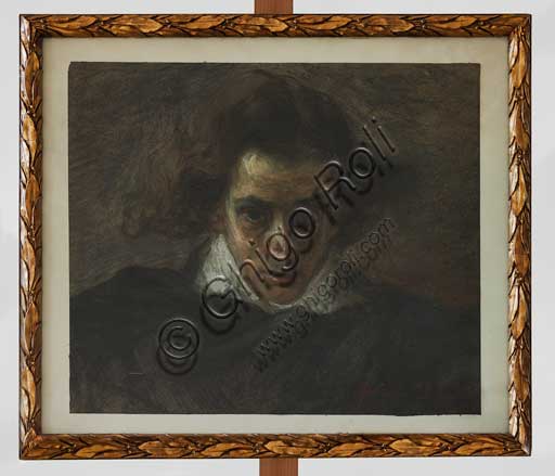 Assicoop - Unipol Collection: Angelo Longanesi (Ferrara 1860 - 1934); "Portrait of a Musician" (Pastel, 39 x 45).