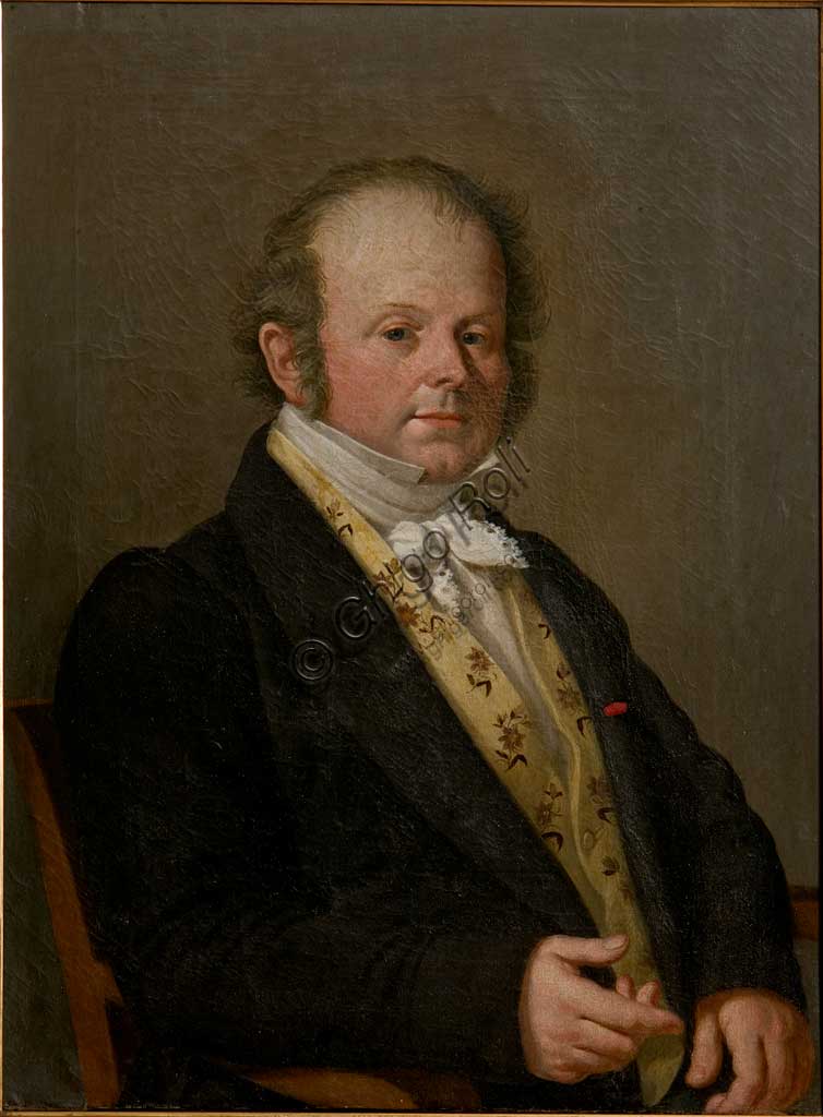 Collezione Assicoop-Unipol:  Giuseppe Fantaguzzi (1771-1837), "Ritratto di Nobiluomo". Olio su tela, cm 60 x 53.