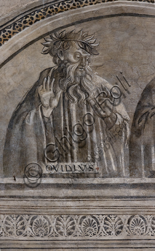 “Ritratto di Ovidio”. Orvieto, MODO (Museo dell'Opera del Duomo di Orvieto), Libreria Alberi, ciclo di affreschi a monocromo dove sono rappresentati famosi maestri classici delle diverse materie (diritto, medicina, astronomia, grammatica), attribuiti alla scuola di Luca Signorelli, 1501-1503. 