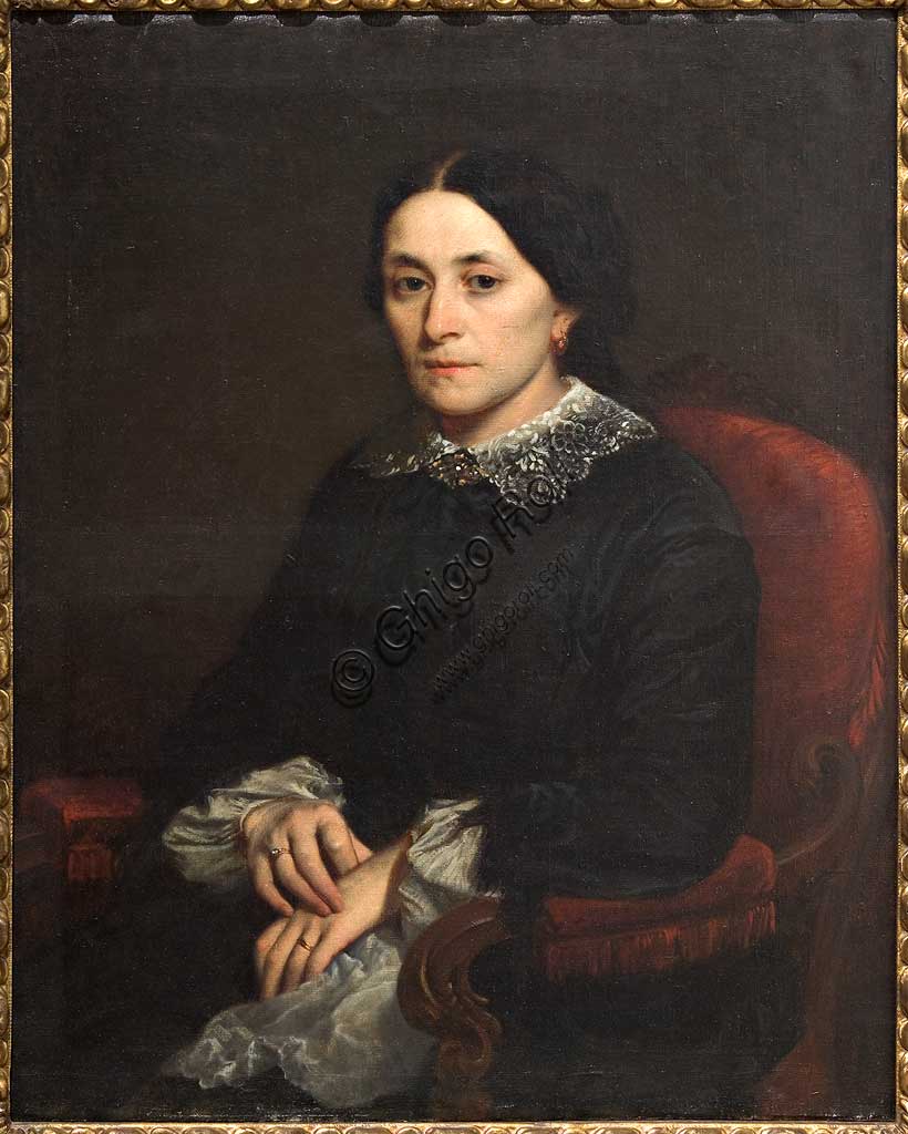Collezione Assicoop - Unipol: Narciso Malatesta (1835 - 1896): "Ritratto di signora", olio su tela, cm. 92 X 74.