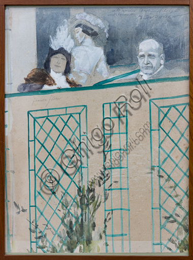 “Portrait of Tito Ricordi and Donna Franca Florio”, by Marcello Dudovich, sketch in tempera on paper.