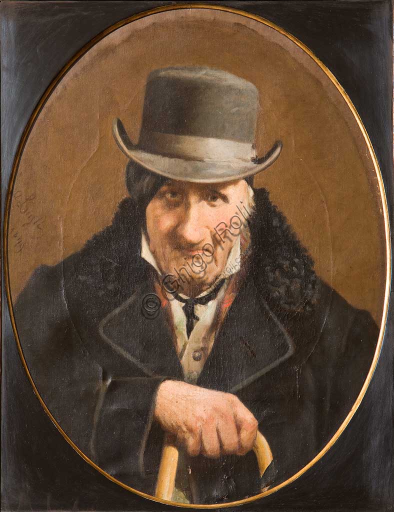 Collezione Assicoop - Unipol: Luigi Albano (1834-1914), "Ritratto di uomo". Olio su tela - ovale, cm. 64,5x51,5.