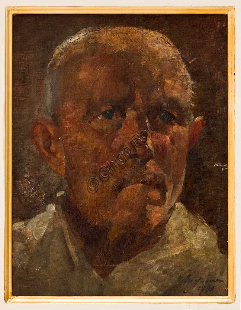 Collezione Assicoop Unipol: Ubaldo Magnavacca (1885-1957); "Ritratto di Uomo"; olio su compensato, 34 x 26 cm.