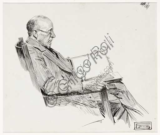 Collezione Assicoop - Unipol, inv. n° 442: Dario Gobbi,  "Ritratto di uomo seduto che legge".