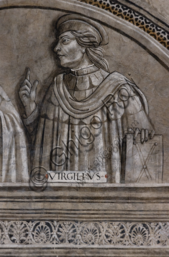  “Portrait of Virgil”. Orvieto, MODO (Museum of the Opera of the  Duomo of Orvieto): Alberi Library, a cycle of monochrome frescoes where famous classical masters of different subjects are represented (law, medicine, astronomy, grammar), attributed to Luca Signorelli's pupils, 1501-1503.