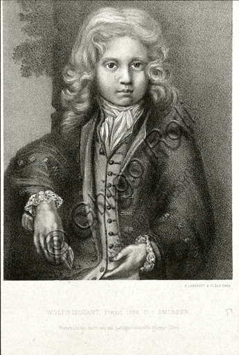 "Ritratto di Wolfgang Amadeus Mozart bambino". Litografia del 1766.