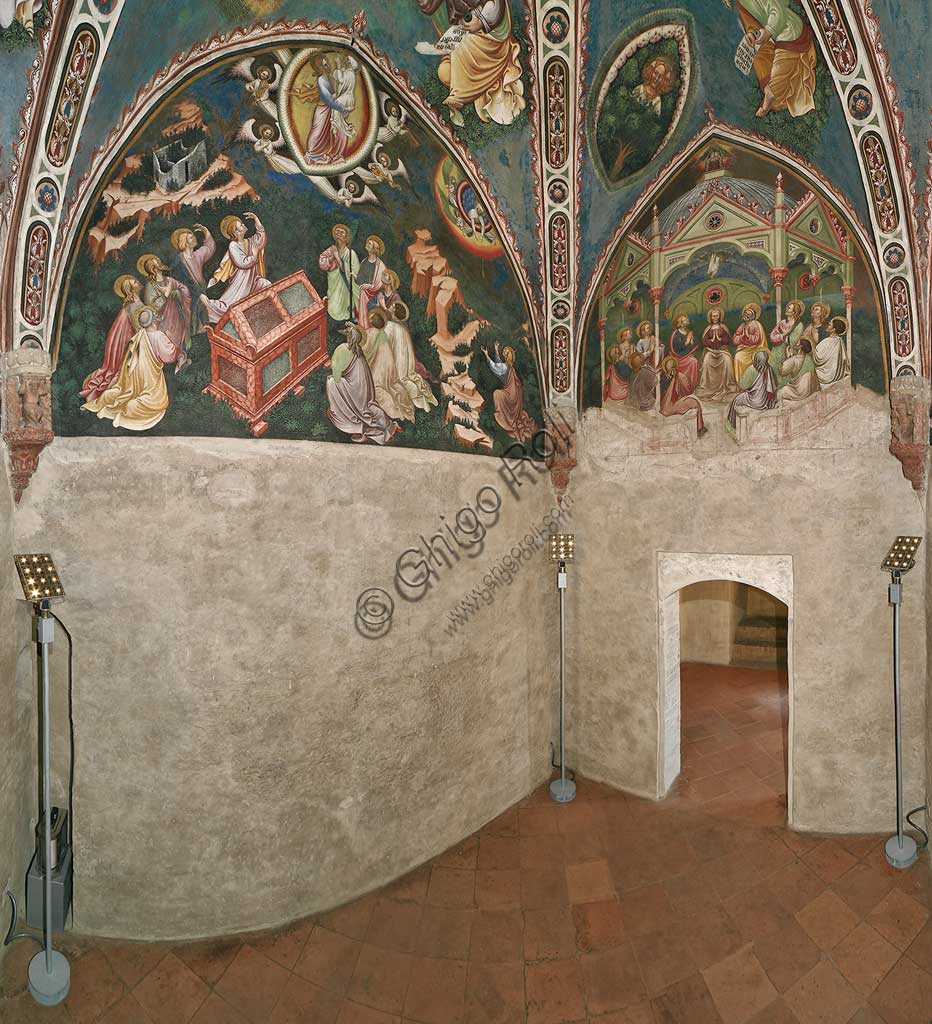 Vignola Stronghold, the Contrari Chapel: view of the chapel with frescoes by the Master of Vignola, about 1420.