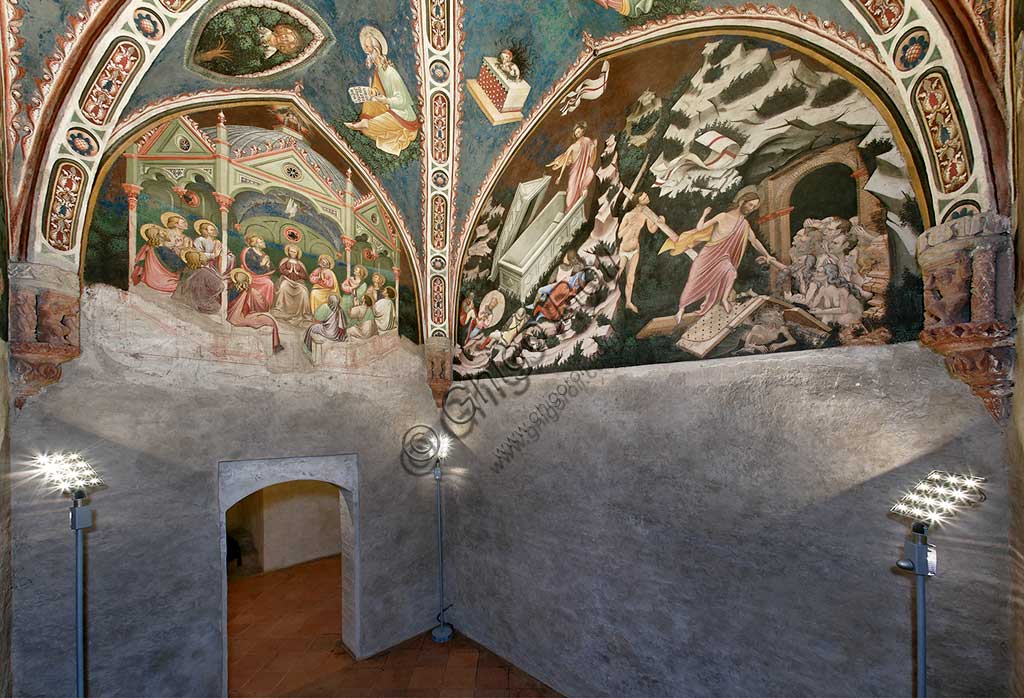 Vignola Stronghold, the Contrari Chapel: view of the chapel with frescoes by the Master of Vignola, about 1420.